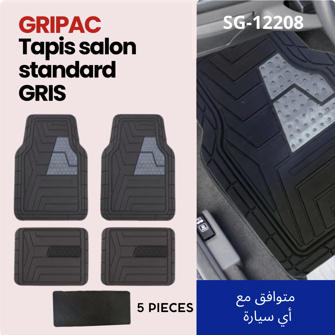 SG-12208 tapis standard caoutchouc gris 5 pieces