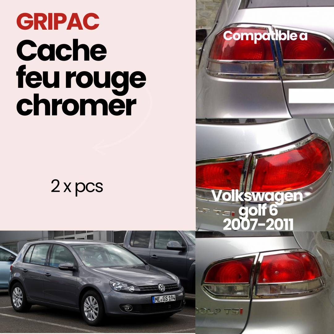 7832T/ 2 cache feu rouge chromer volkswagen golf 6 2007-2011