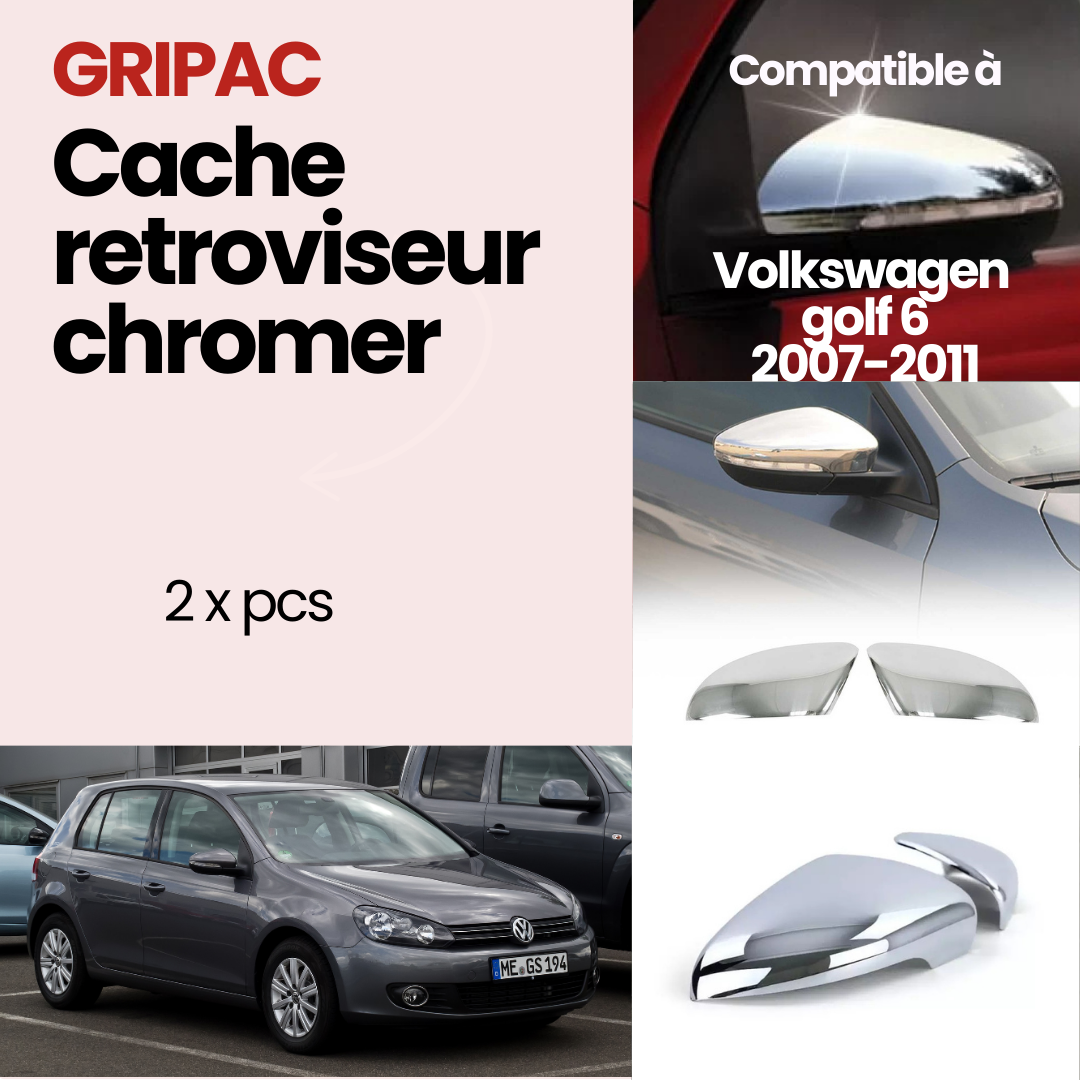 8832A/ 2 cache rétroviseur chromer Volkswagen golf 6 2007-2011