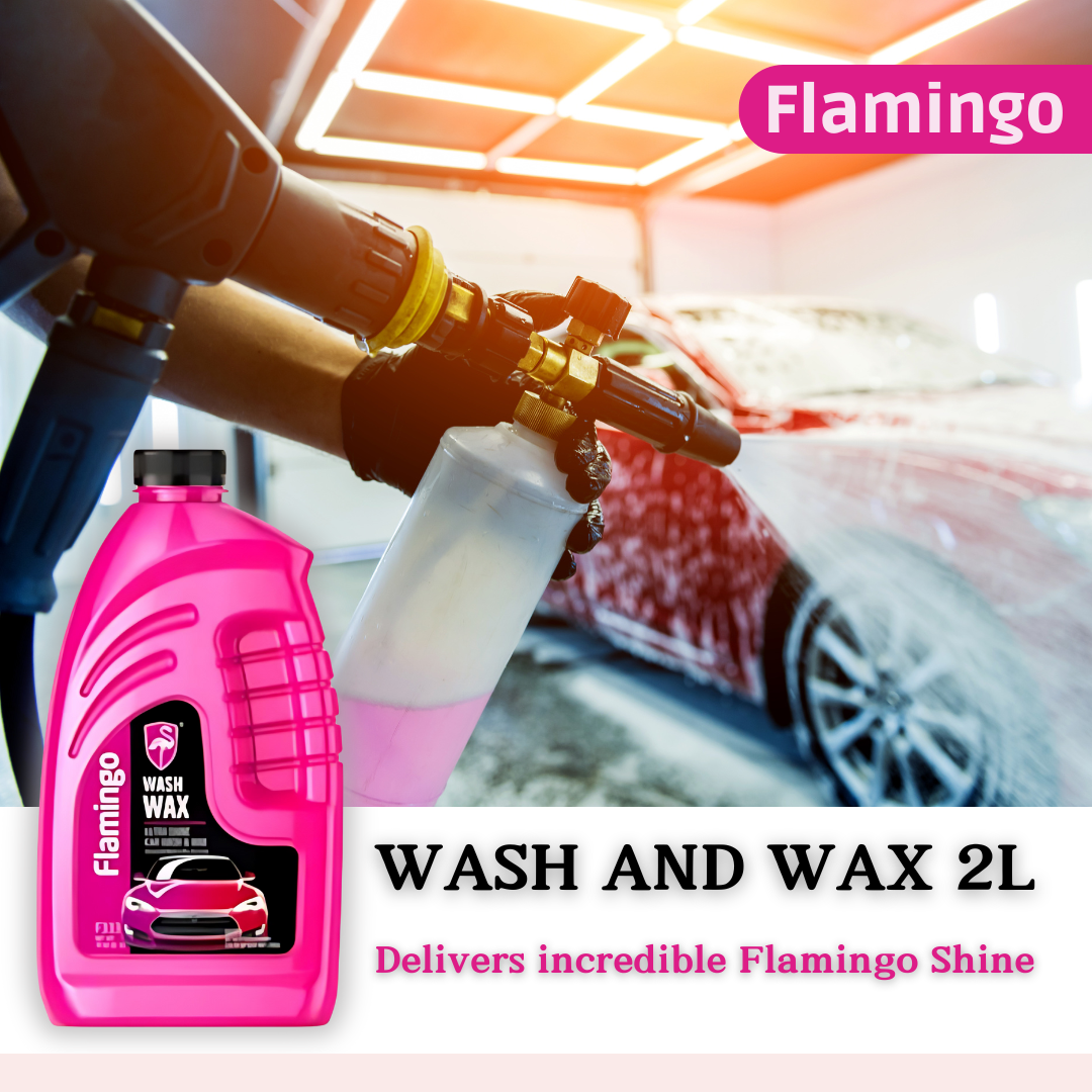 1 F333 Flamingo shampoing car wax 2L + 1 peau chamois bleu 64x43