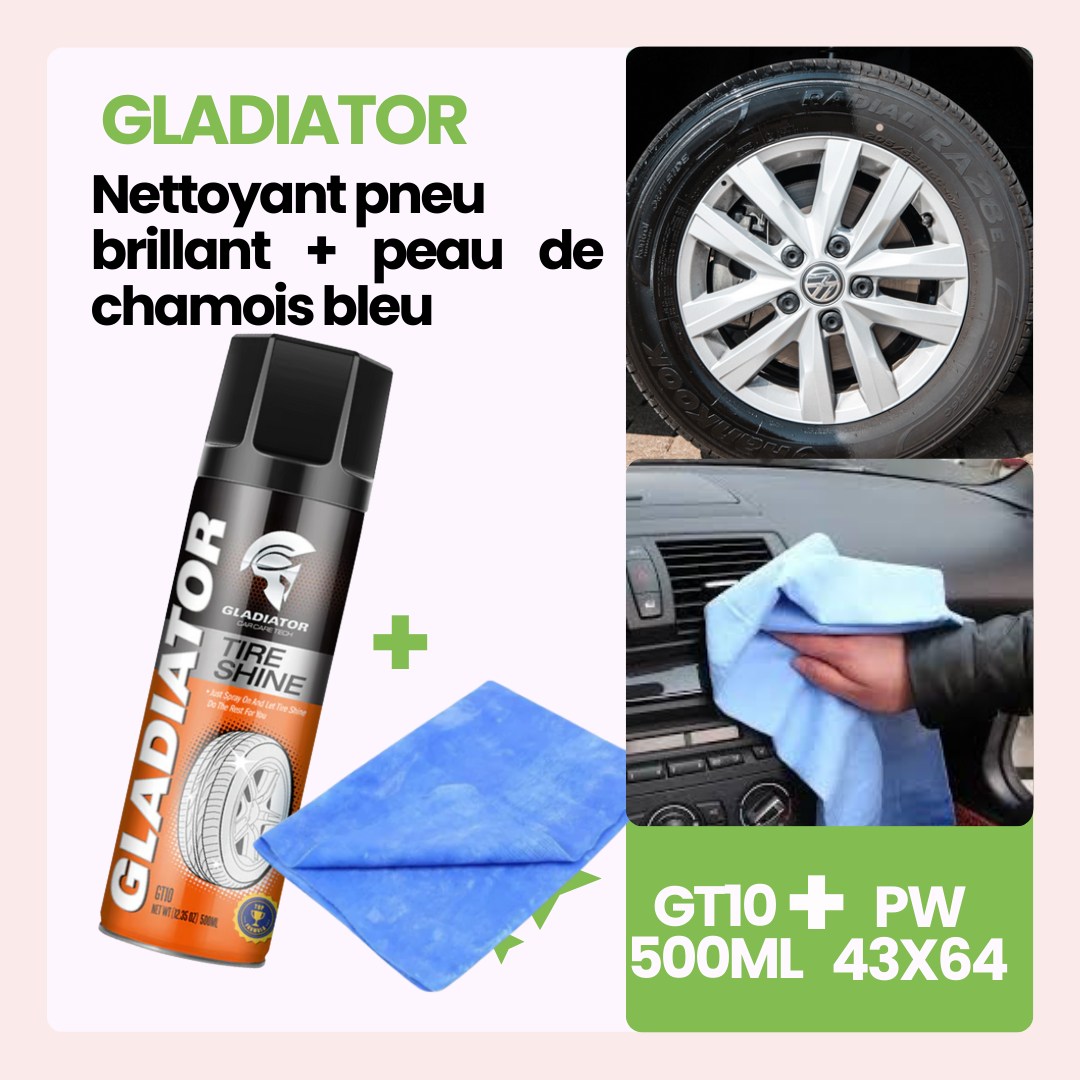 GT10 Gladiator nettoyant jante + peau de chamois bleu 43 x 64