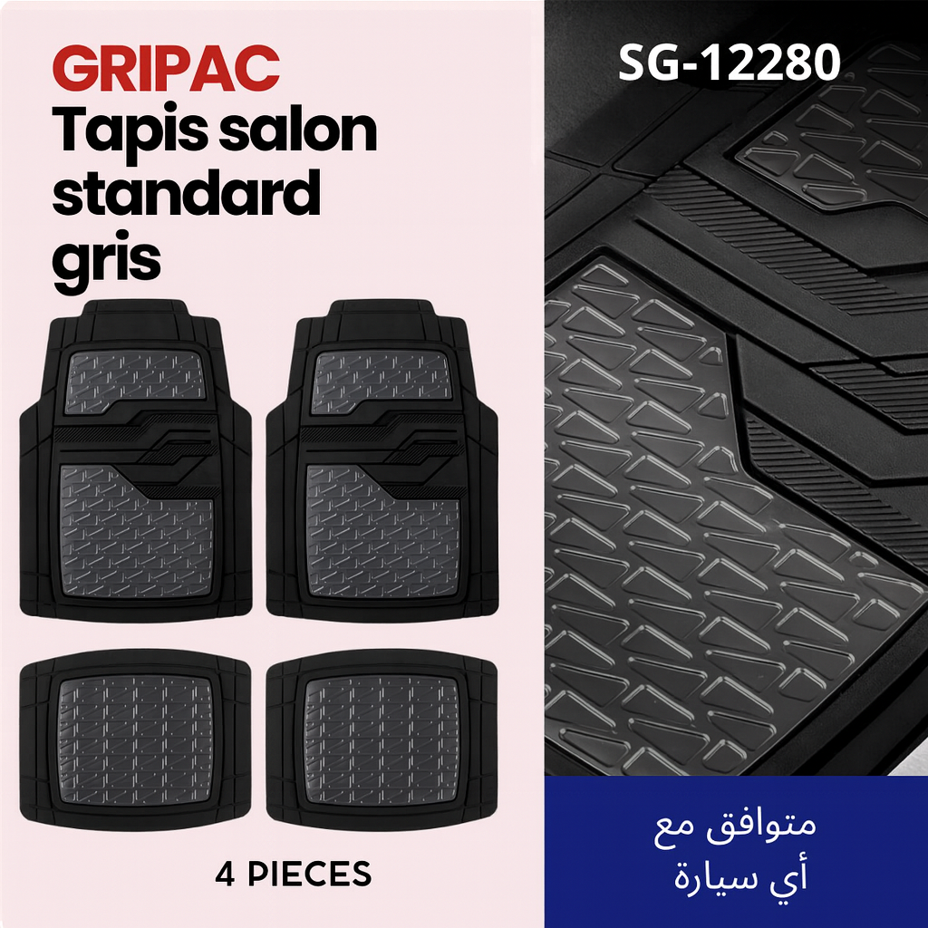 SG-12280 tapis standard 4 pièces gris carbon+ tapis coffre standard