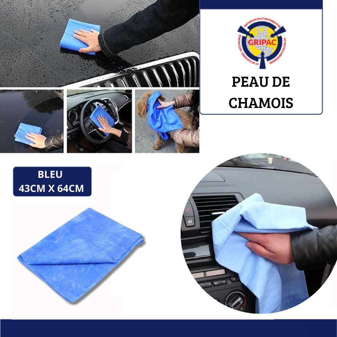 Peau de chamois bleu 43cm x 64cm