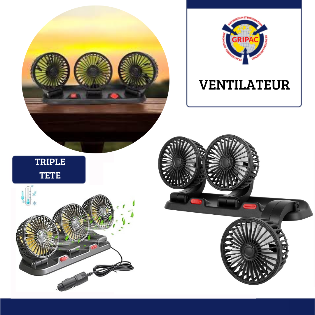 Ventilateur triple tête 12v