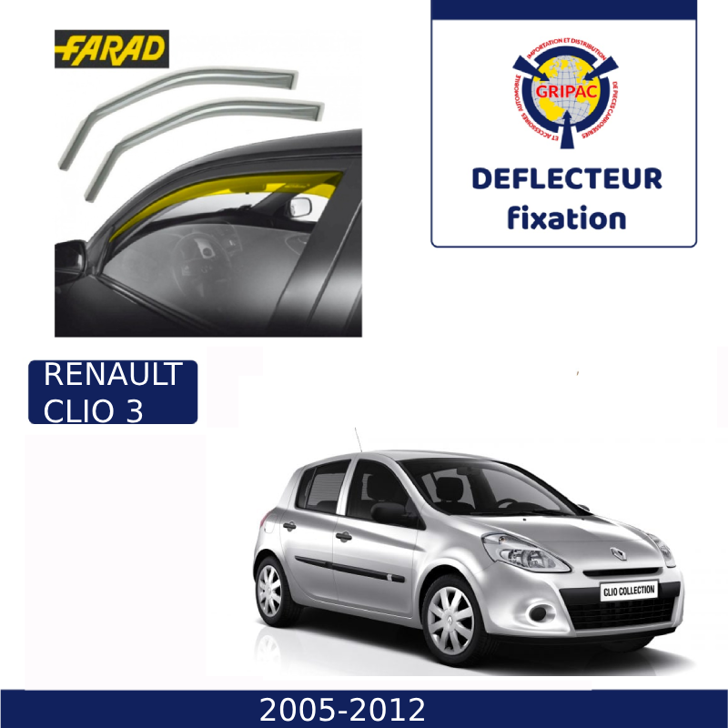 12-457 Deflecteur d'air fixation farad 2piece renault clio 3 2005-2012