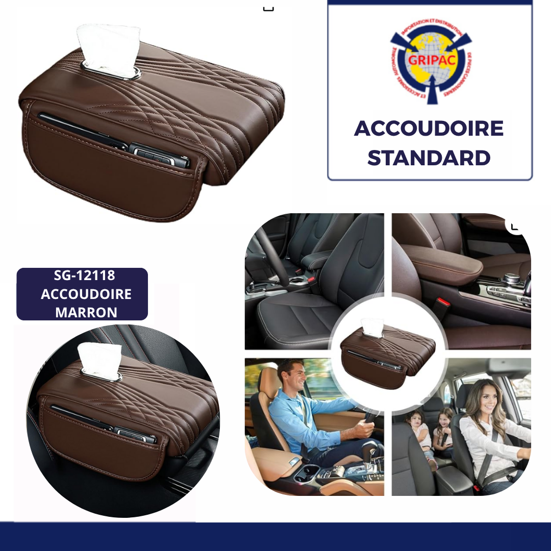 Extension d'accoudoir standard marron avec mouchoir