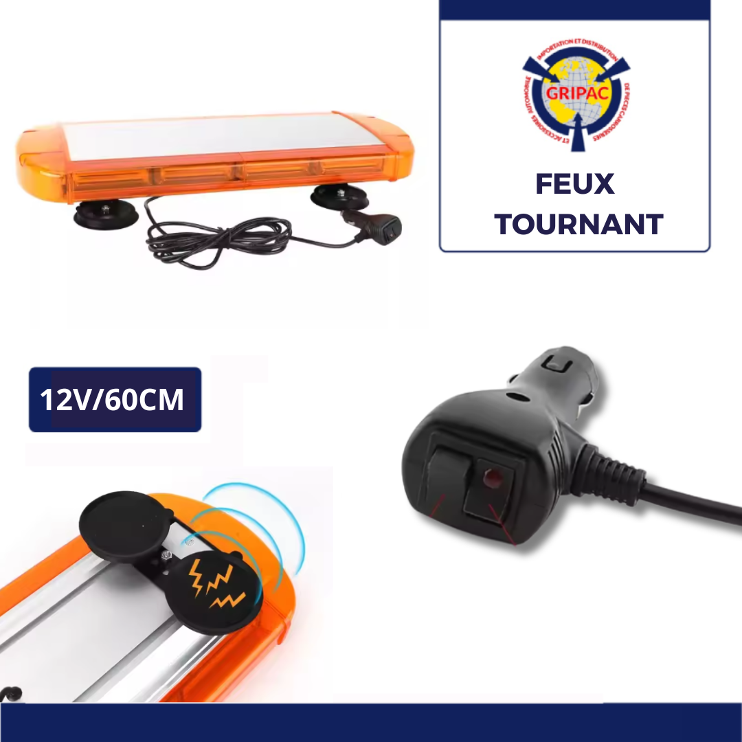Feu tournant orange 60Cm/ 12V