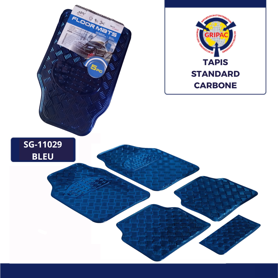 SG-11029 Tapis standard aluminium carbone bleu 5 pieces