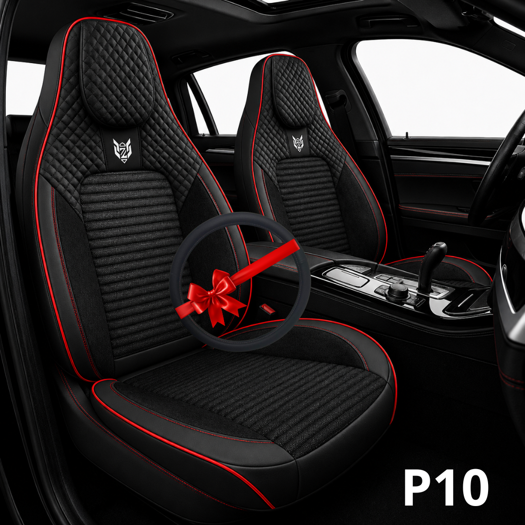 P10 Caldo sport cuir tissu noir rouge line + couvre volant