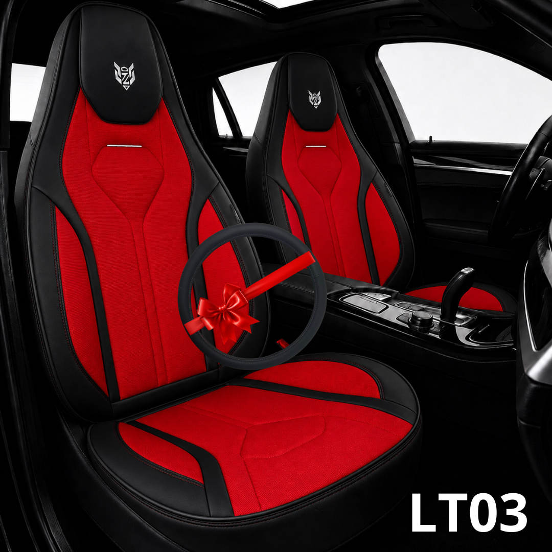 LT03 Caldo sport cuir / alcantara noir rouge + couvre volant
