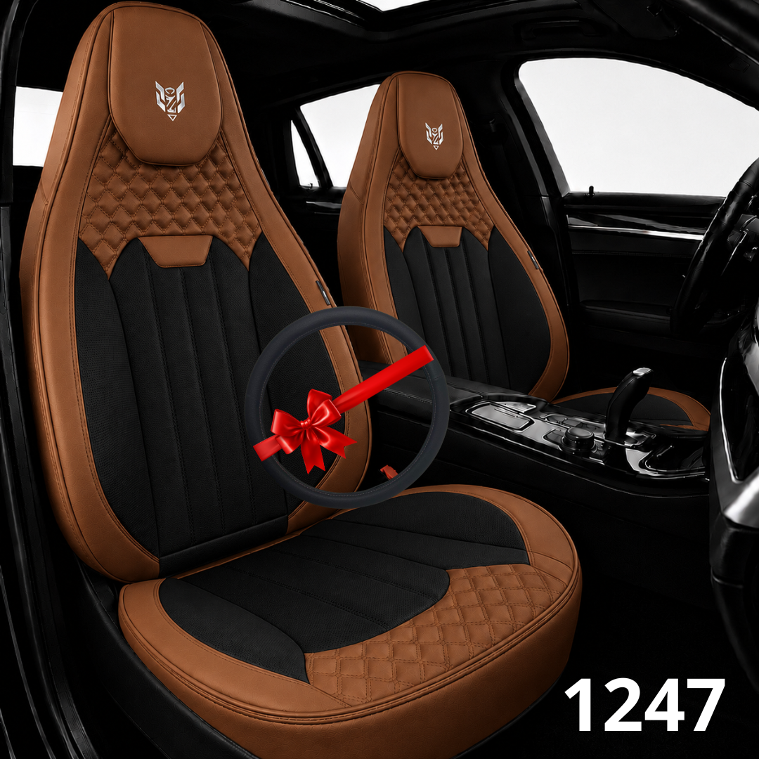 1247 Caldo sport cuir noir tabac + couvre volant