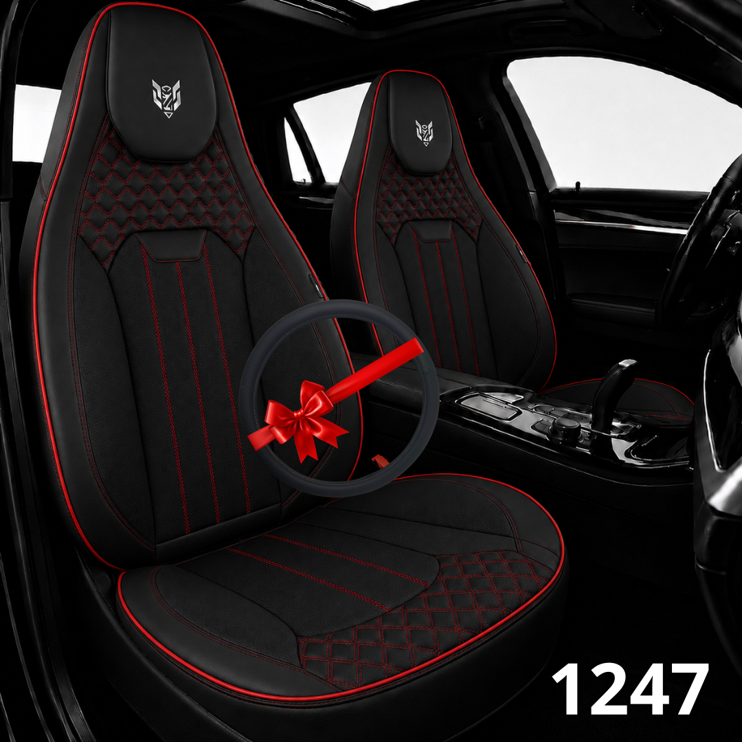1247 Caldo sport cuir noir rouge line + couvre volant