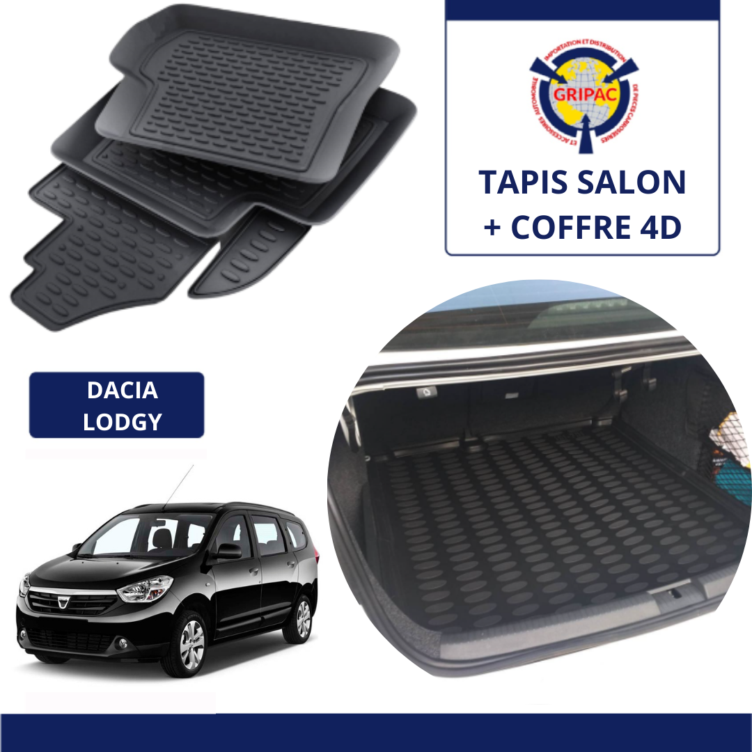 Tapis sur mesure salon 4D + Tapis coffre 4D Dacia lodgy