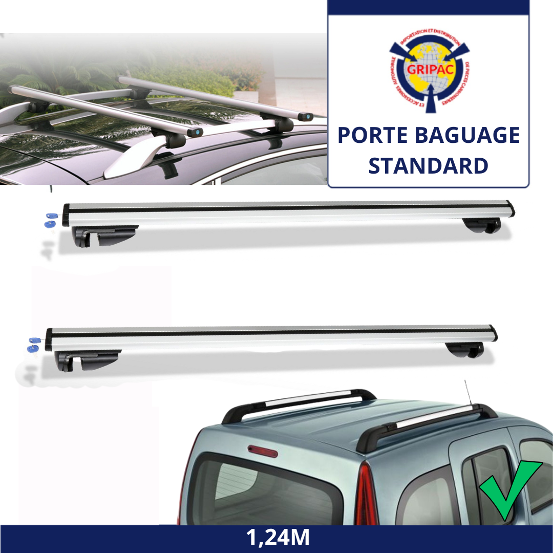 Porte baguage standard 1.24m pour voiture avec barre de toit