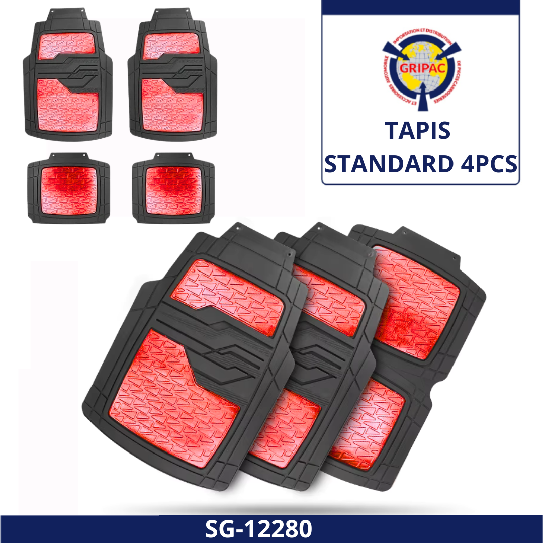 SG-12280 tapis standard 4 pièces rouge carbon+ tapis coffre standard