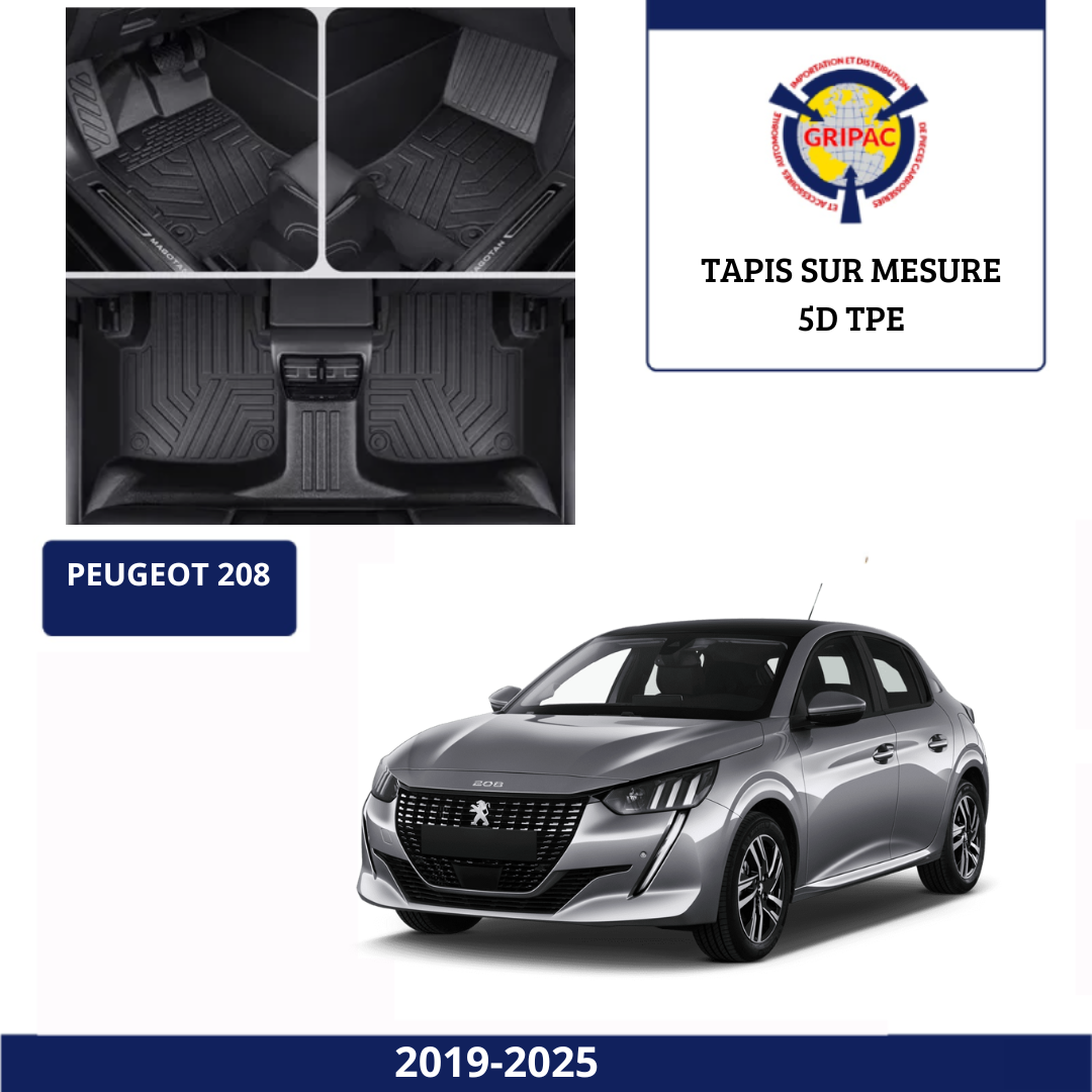Tapis sur mesure 5D TPE peugeot 208 2019-2025