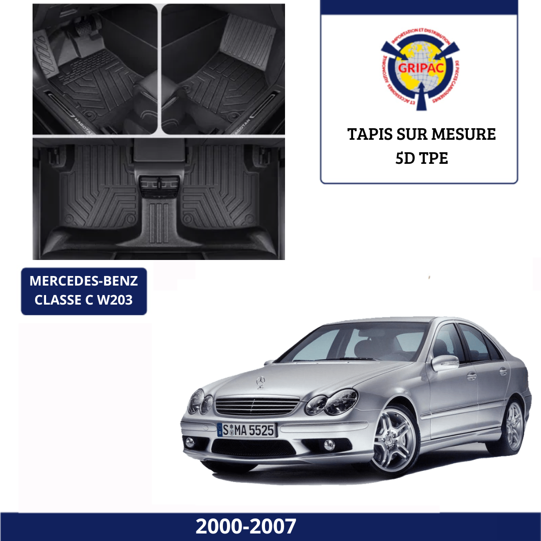 Tapis sur mesure 5D TPE Mercedes-benz Classe C W203 2000-2007