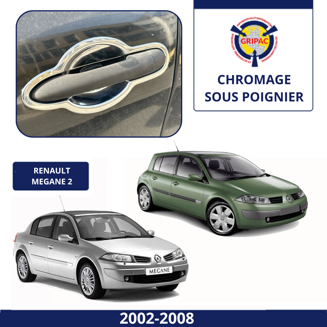 4 Cache sous poignier chromer renault megane 2 2002-2008