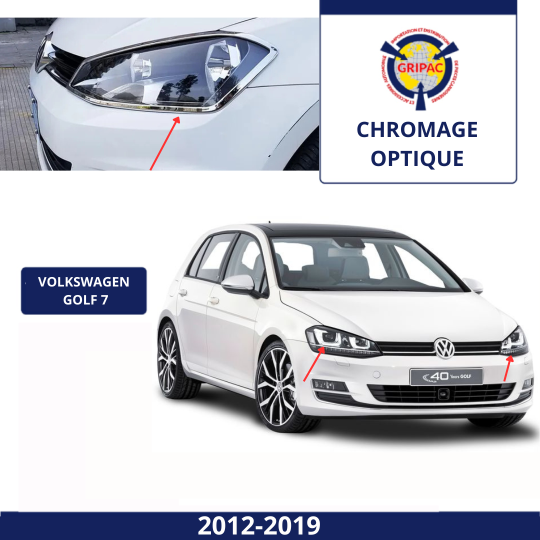 2 Cadre optique chromer Volkswagen golf 7 2012-2019