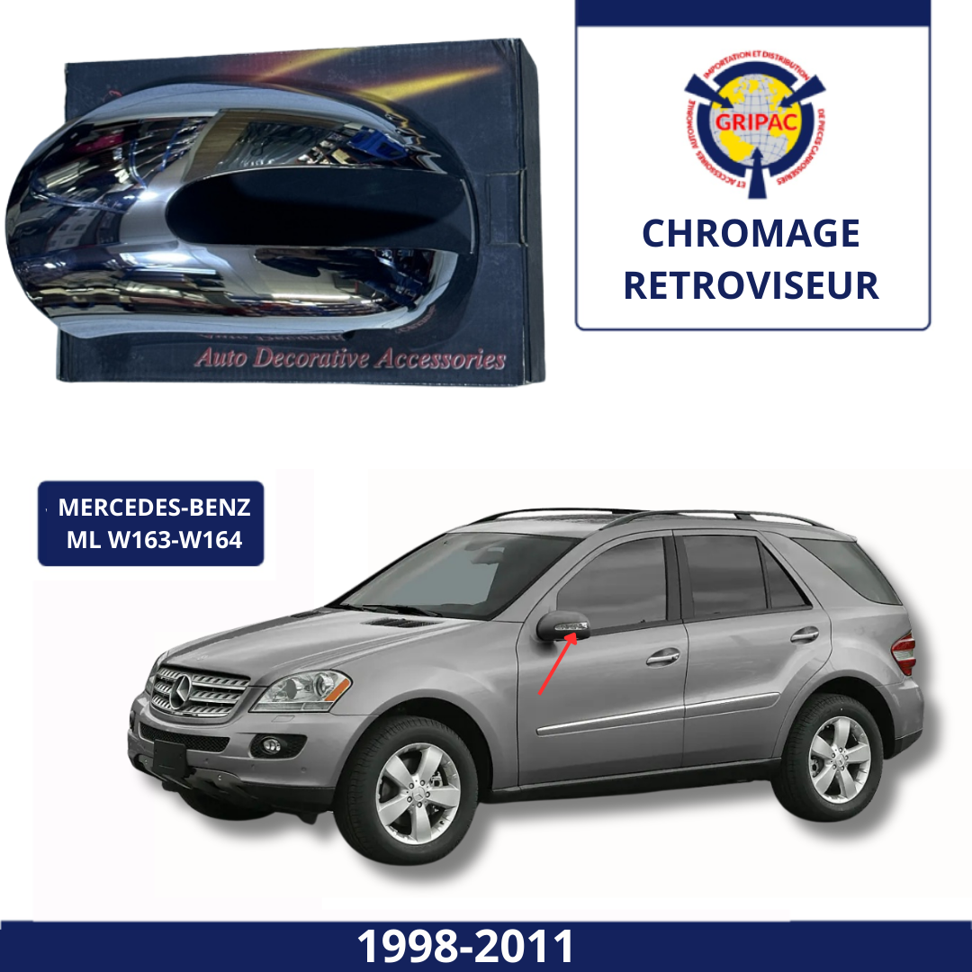 2 Cache retroviseur chromer Mercedes-benz ML W163-w164 1998-2011