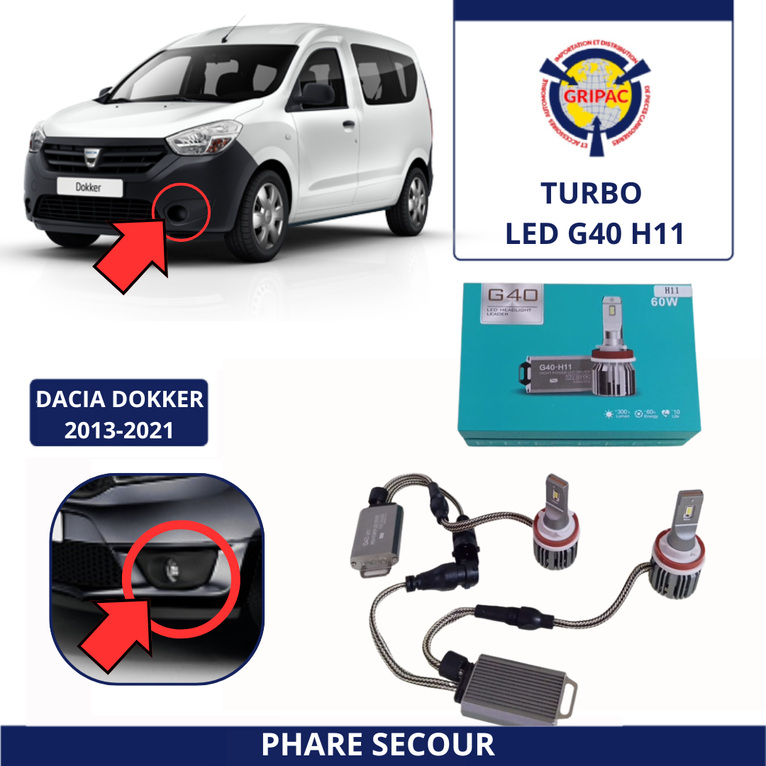2 Turbo Led G40 pour phare secoure Dacia dokker 2013-2021