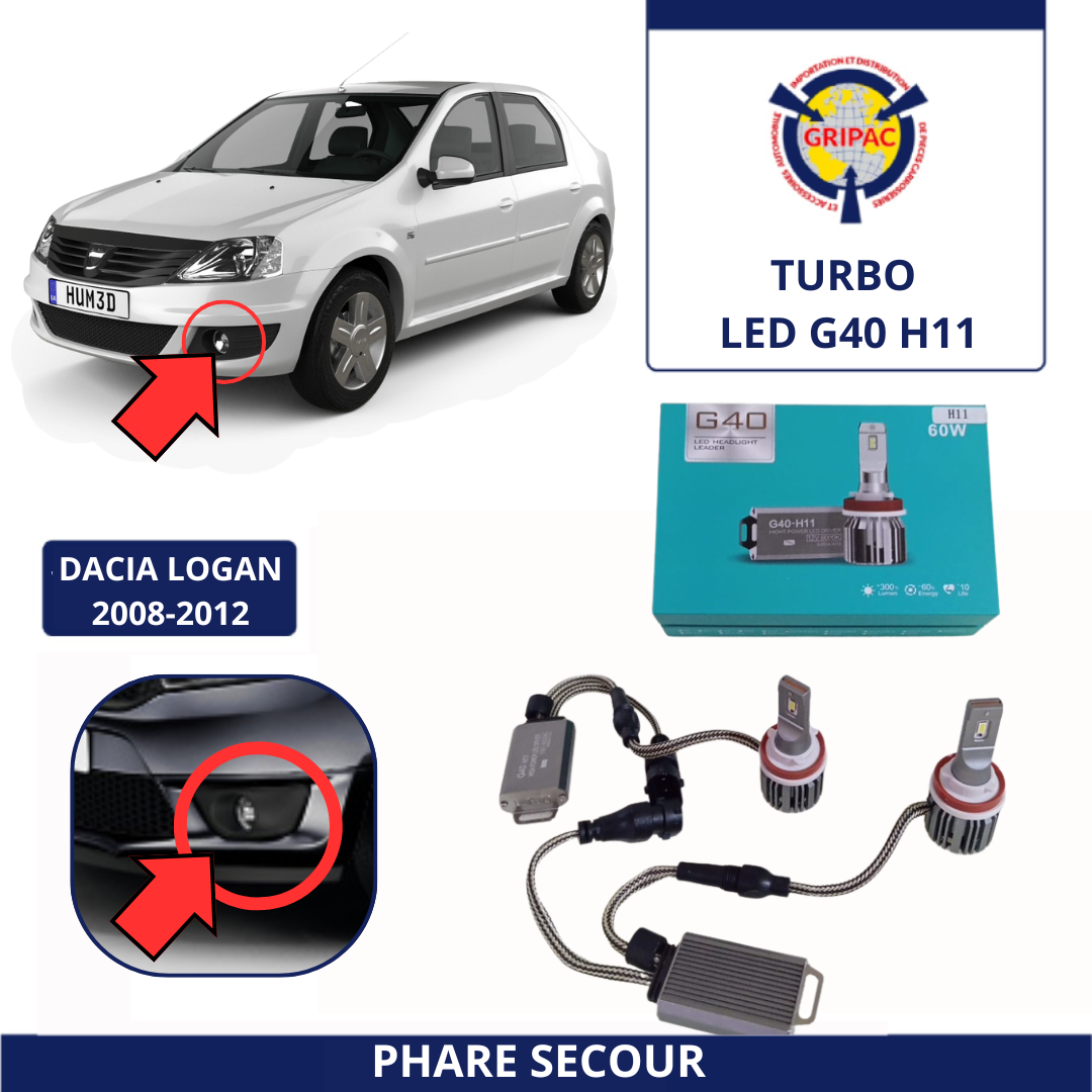 2 Turbo Led G40 pour phare secoure Dacia logan 2008-2012