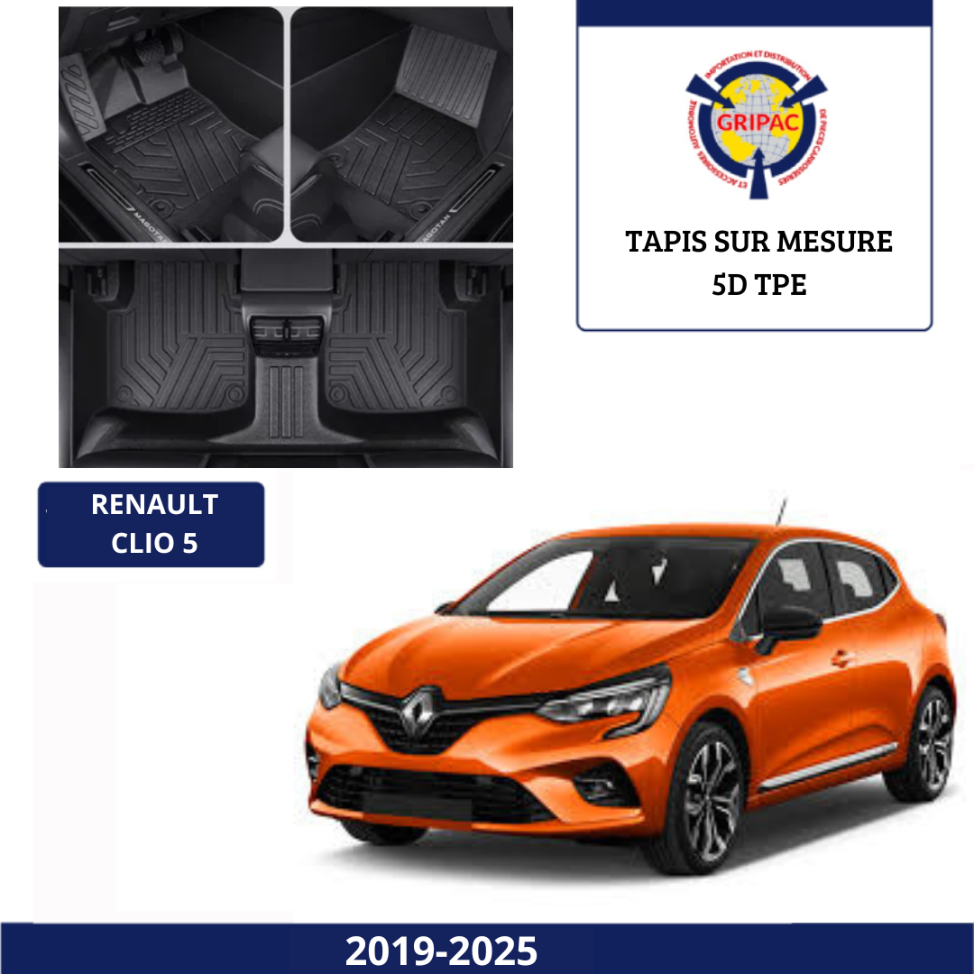 Tapis sur mesure 5D TPE Renault clio 5 2019-2025