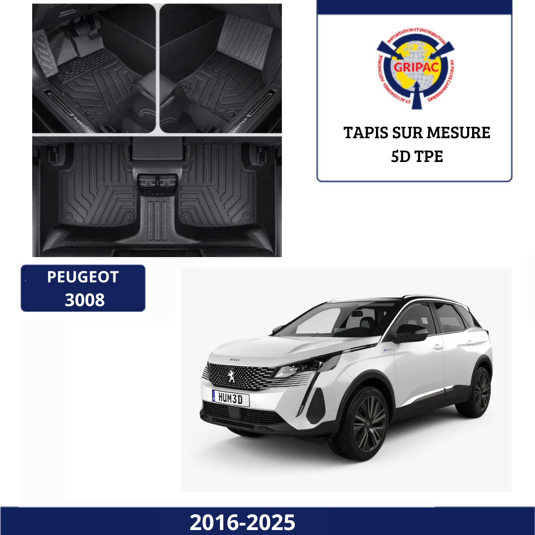 Tapis sur mesure 5D TPE Peugeot 3008 2016-2025