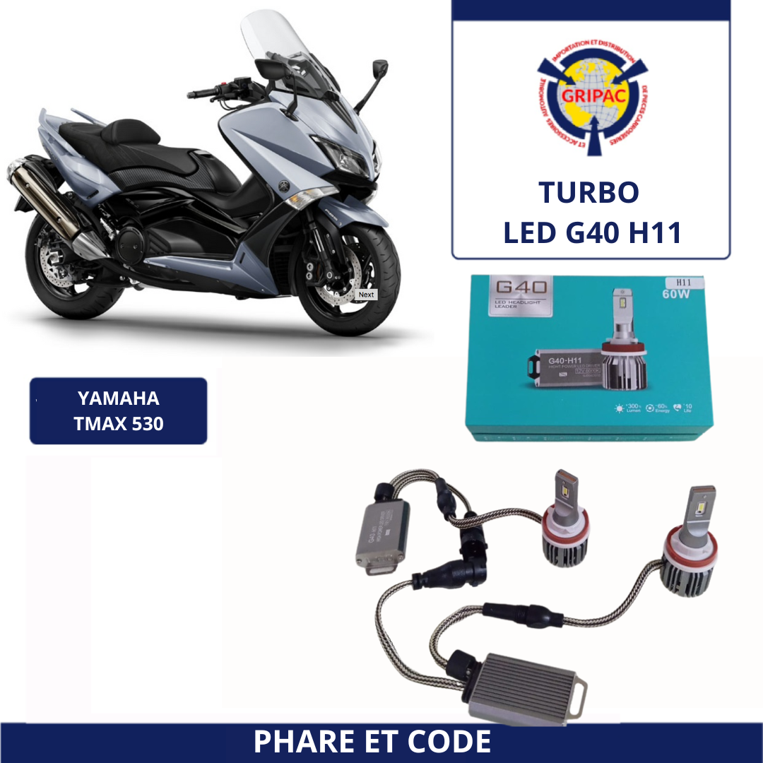 Turbo LED G40 pour Yamaha t-max 530 phare et code