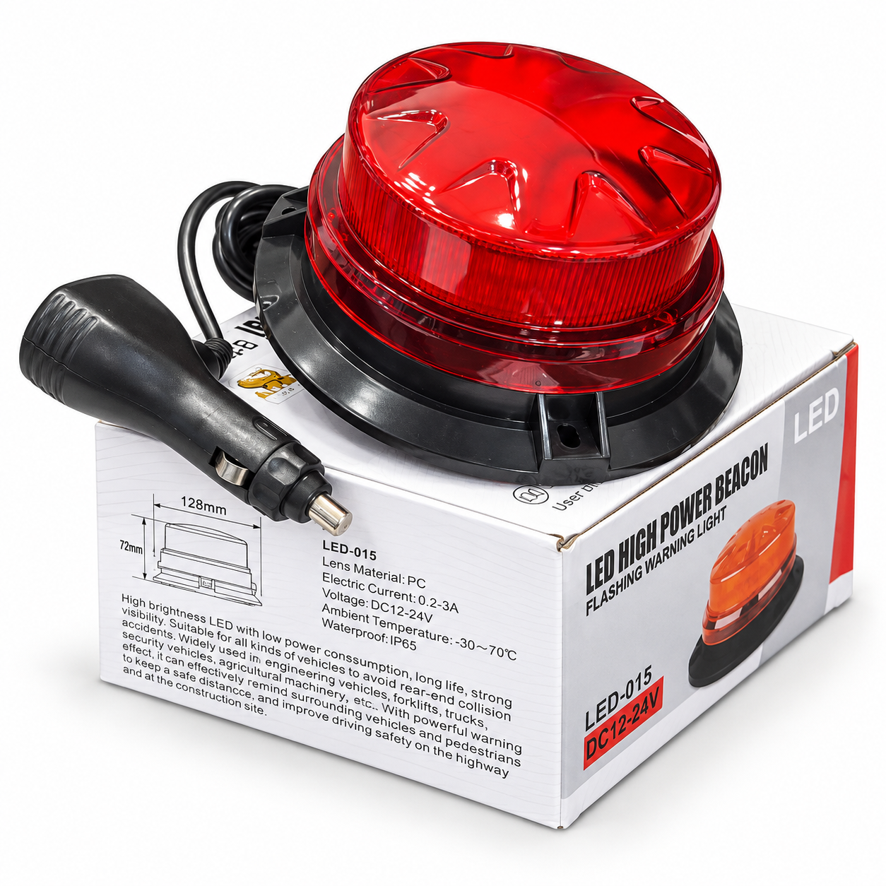 Feux tournant Rouge 130mm 12V/24V