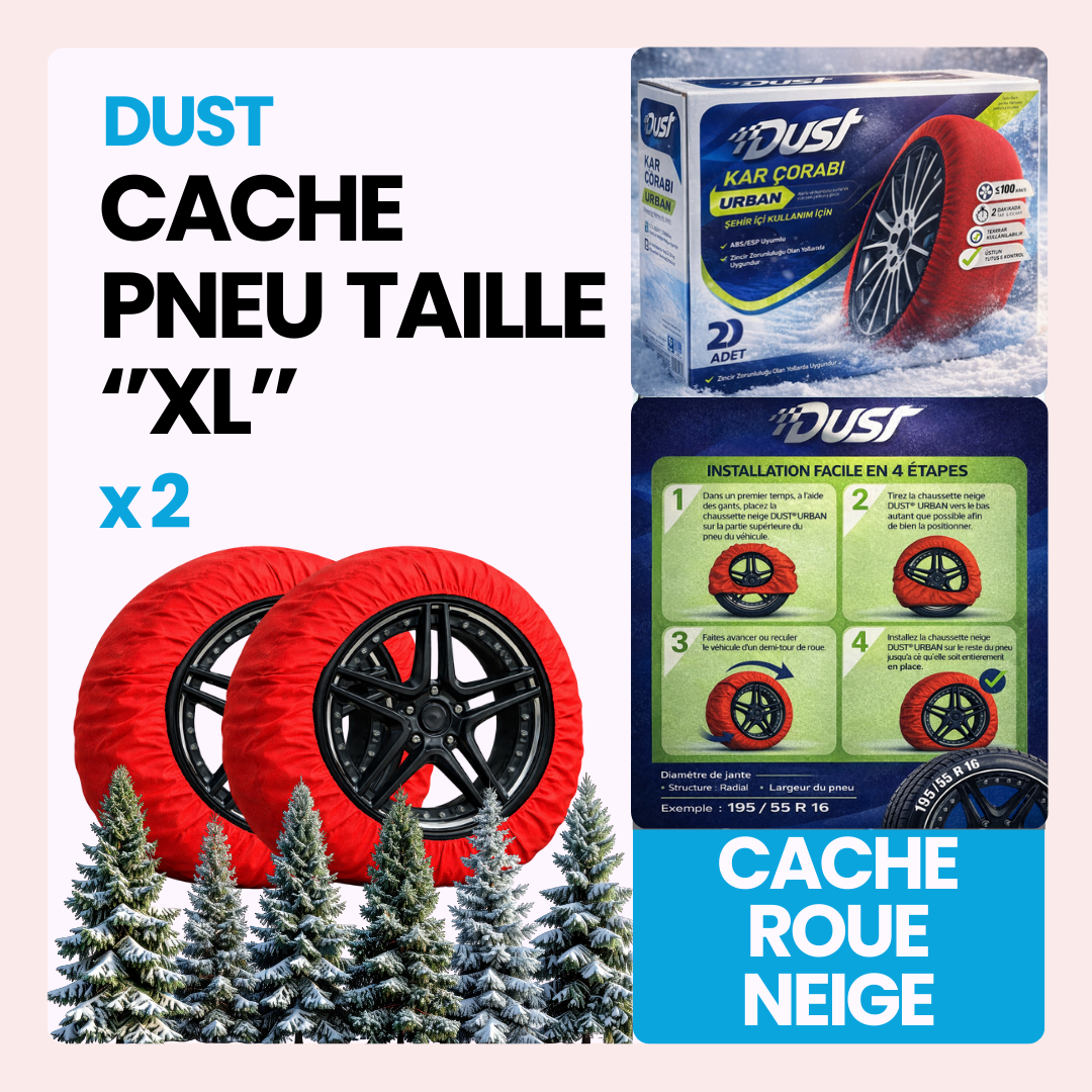 Cache roue de neige tissu couleur rouge taille XL ''14-15-16-17-18-19-20-21-22''