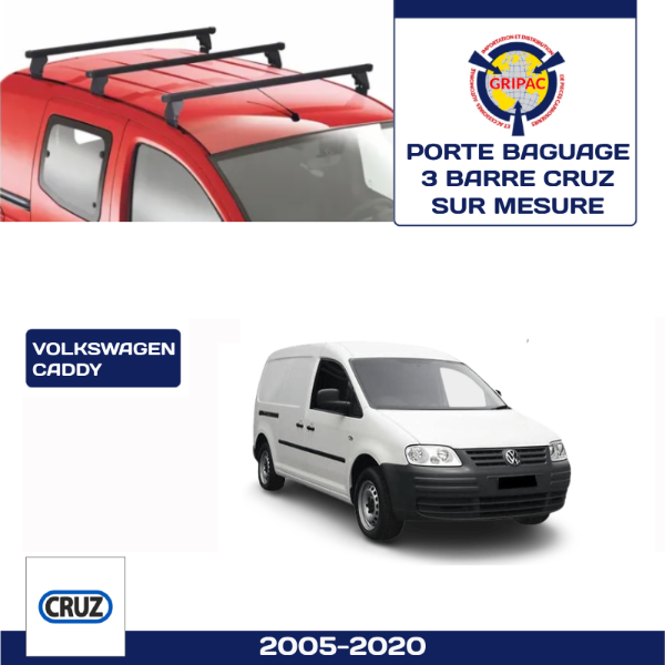 Porte baguage CRUZ 3 barres volkswagen caddy 2005-2020