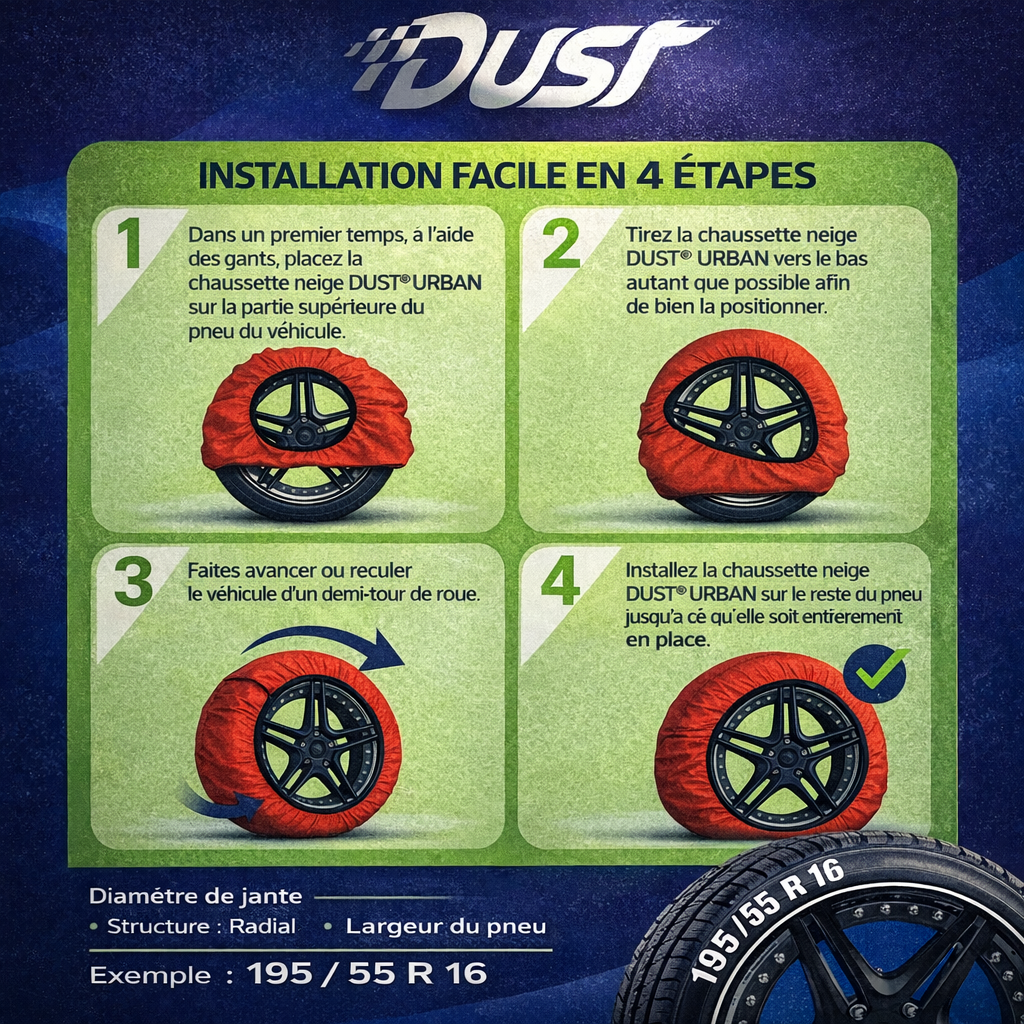 Cache roue de neige tissu couleur rouge taille XL ''14-15-16-17-18-19-20-21-22''