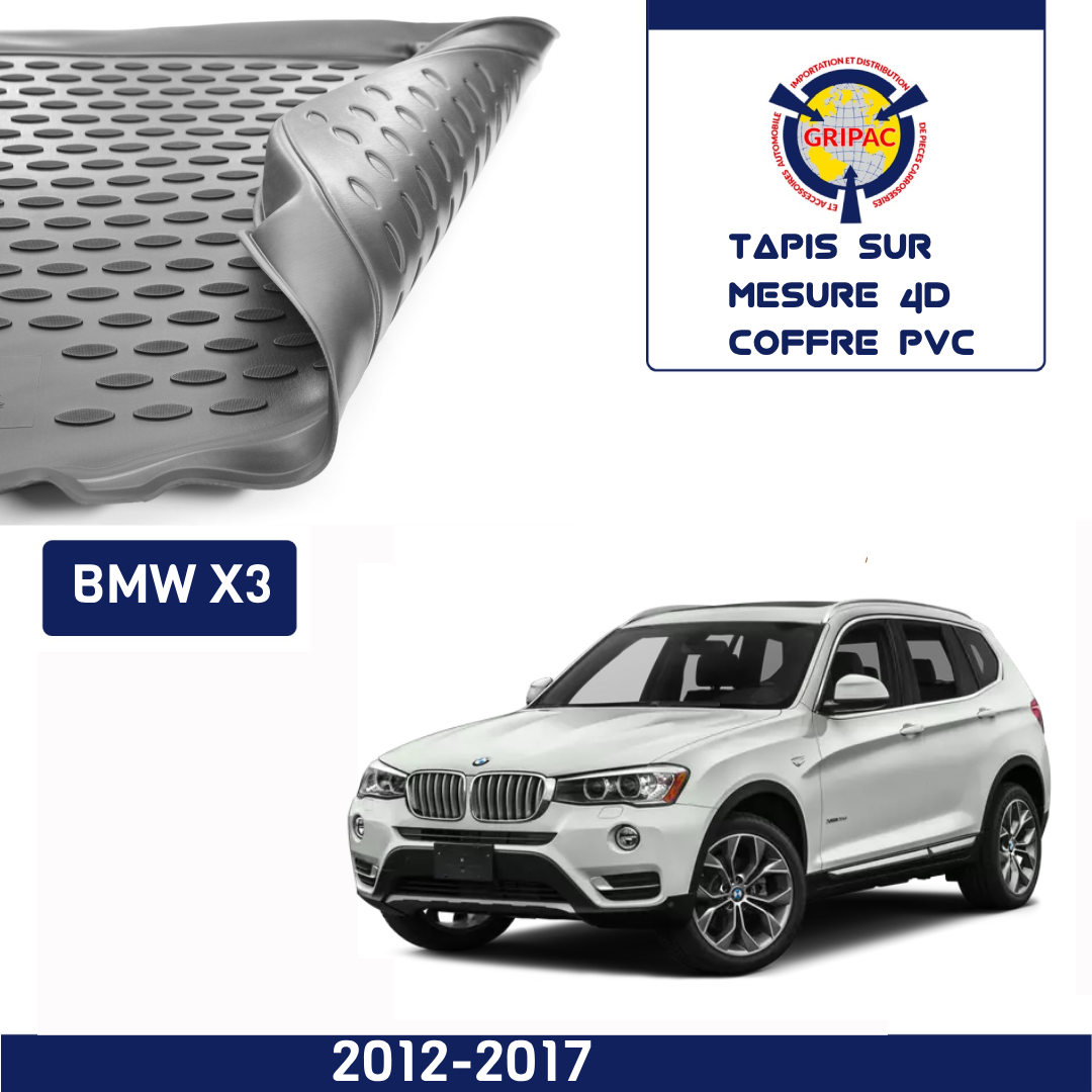 Tapis sur mesure 4D coffre PVC Bmw X3 2012-2017