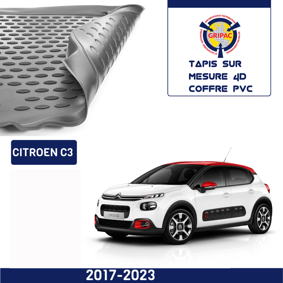 Tapis sur mesure 4D coffre PVC Citroen C3 2017-2023