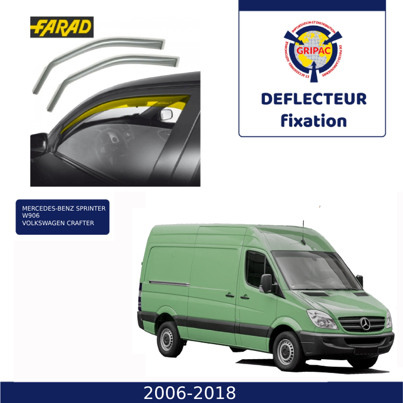 Deflecteur d'air fixation farad mercedes-benz sprinter w906/ volkswagen crafter 2006-2018