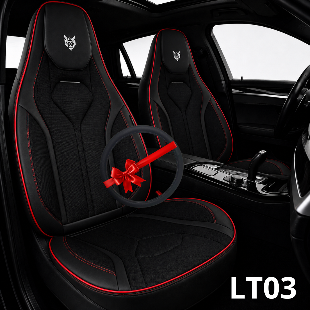 LT03 Caldo sport cuir / alcantara noir rouge line + couvre volant
