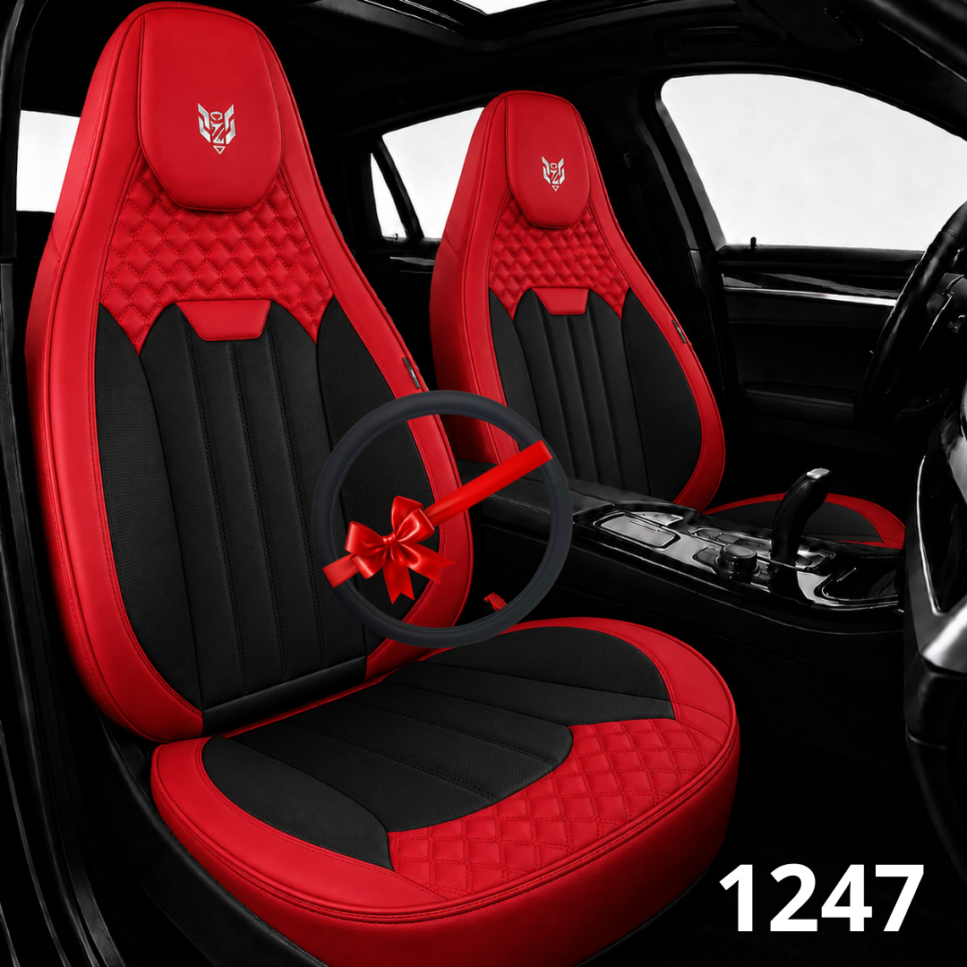 1247 Caldo sport cuir noir rouge + couvre volant
