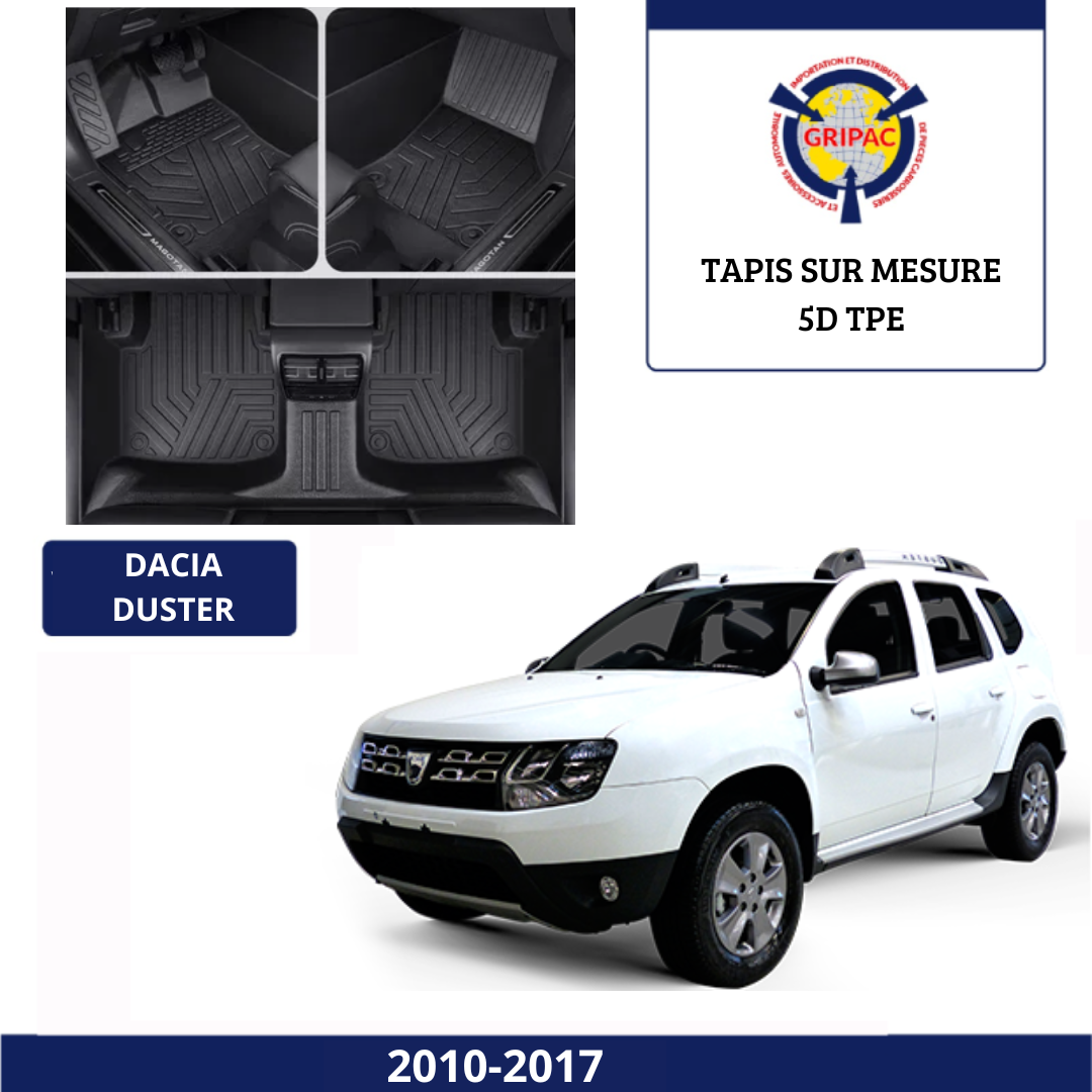 Lot De 4 Tapis En Caoutchouc 3D Surélevés Pour Dacia Duster 2010-2017 - Bord 5cm Protection Totale