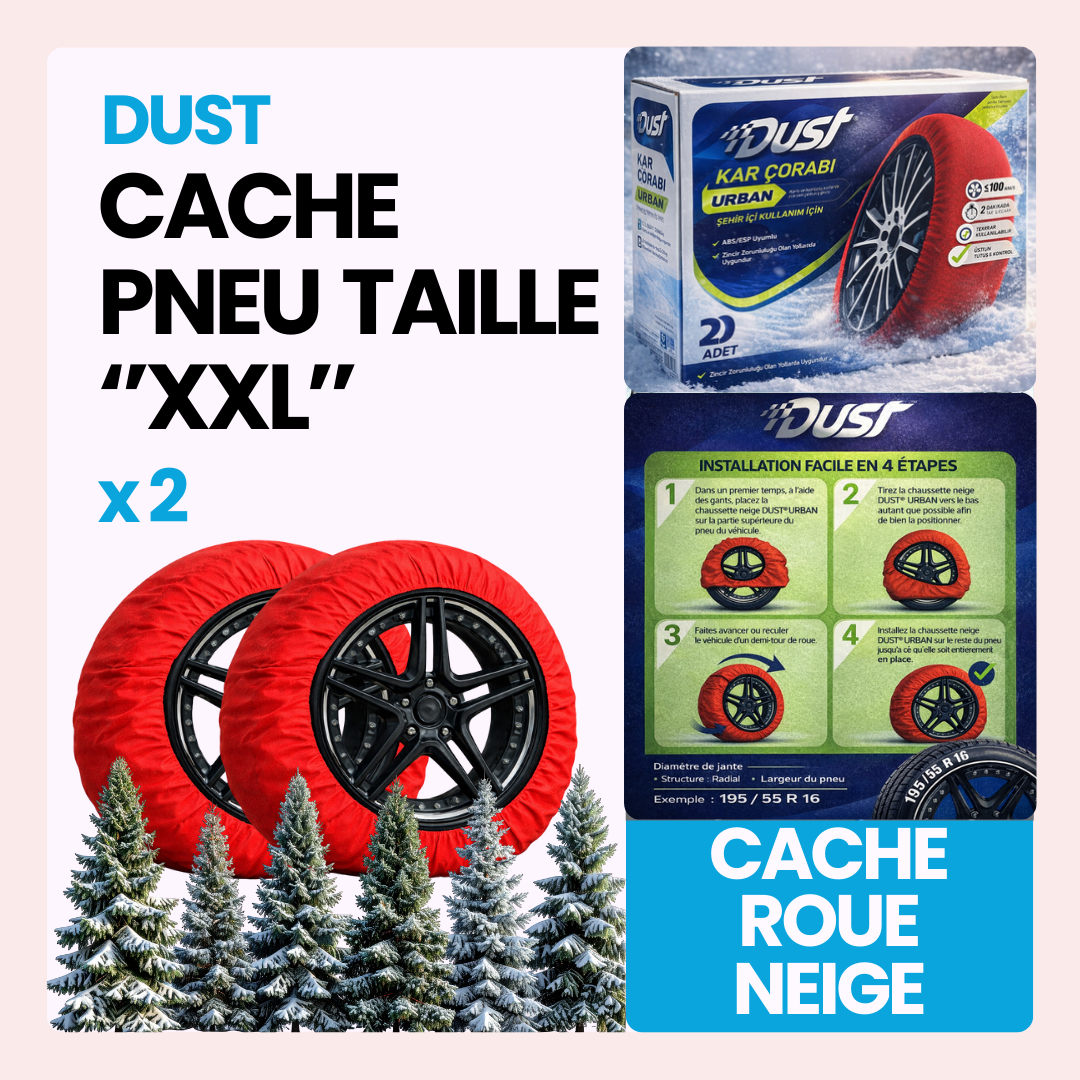 Cache roue de neige tissu couleur rouge taille XXL ''14-15-16-17-18-19-20-21-22''