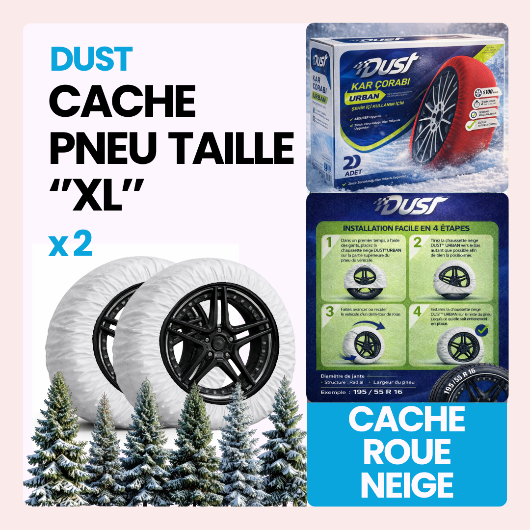 Cache roue de neige tissu couleur blanc taille XL ''14-15-16-17-18-19-20-21-22''